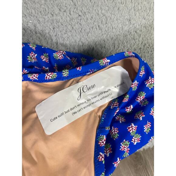 J.Crew Women's Ruched One-Shoulder Swimsuit 2XS Blue‎ Floral Print XXS - Picture 11 of 13